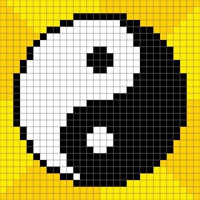 8-Bit Pixel-Art Yin Yang Symbol' Art Print - wongstock