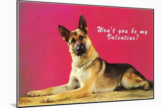 Wont You be My Valentine? Quizzical German Shepherd-null-Mounted Art Print