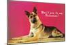 Wont You be My Valentine? Quizzical German Shepherd-null-Mounted Art Print