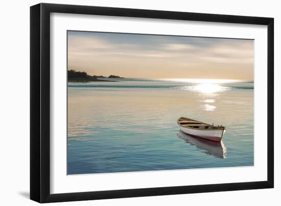 Wood Boat At Bay, 2024-Alex Hanson-Framed Art Print