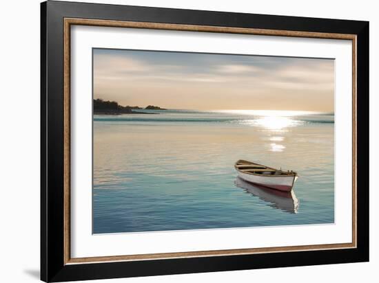 Wood Boat At Bay, 2024-Alex Hanson-Framed Art Print