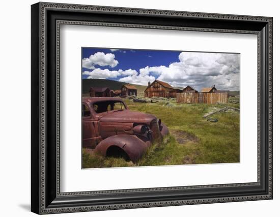 Wood Buildings and Old Car, Bodie State Historic Park, California, USA-Jaynes Gallery-Framed Photographic Print