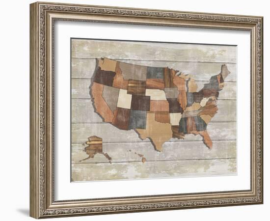 Wood Map-Sparx Studio-Framed Art Print