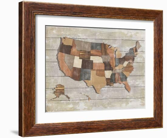 Wood Map-Sparx Studio-Framed Art Print