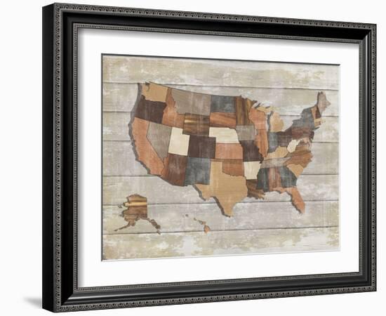 Wood Map-Sparx Studio-Framed Art Print