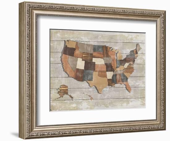 Wood Map-Sparx Studio-Framed Giclee Print