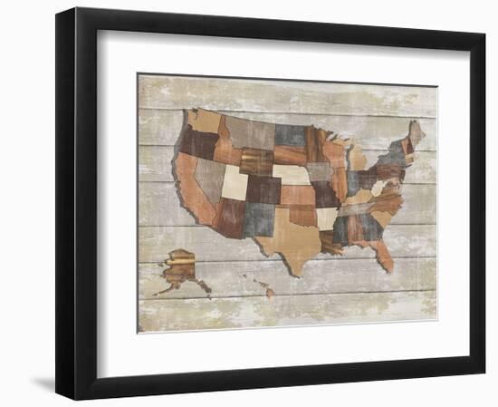 Wood Map-Sparx Studio-Framed Giclee Print