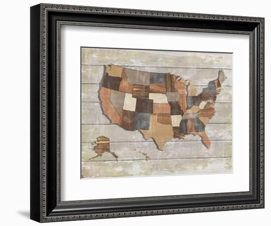 Wood Map-Sparx Studio-Framed Art Print