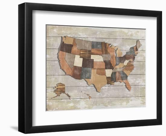 Wood Map-Sparx Studio-Framed Art Print