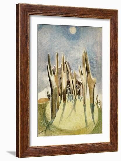 Wood on the Hill, 1937 (Pencil & W/C on Paper)-Paul Nash-Framed Giclee Print