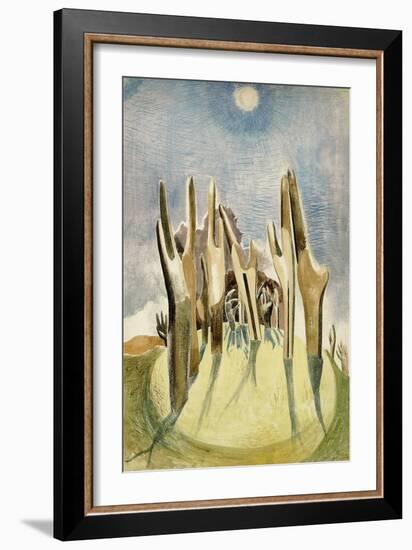 Wood on the Hill, 1937 (Pencil & W/C on Paper)-Paul Nash-Framed Giclee Print