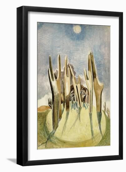 Wood on the Hill, 1937 (Pencil & W/C on Paper)-Paul Nash-Framed Giclee Print