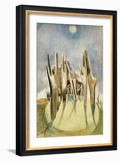 Wood on the Hill, 1937 (Pencil & W/C on Paper)-Paul Nash-Framed Giclee Print