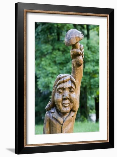 Wood Sculpture at Entrance to Girios Aidas (Echoes of the Forest) Museum of Natural History-null-Framed Photographic Print