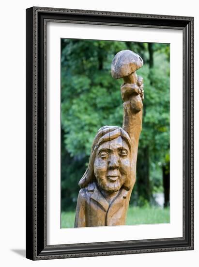 Wood Sculpture at Entrance to Girios Aidas (Echoes of the Forest) Museum of Natural History-null-Framed Photographic Print