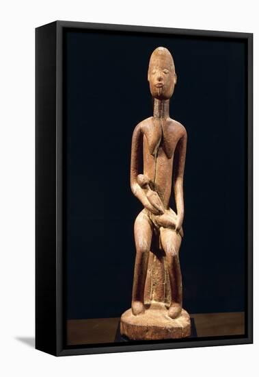 Wood Sculpture Depicting Mother and Child-null-Framed Premier Image Canvas