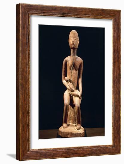 Wood Sculpture Depicting Mother and Child-null-Framed Giclee Print