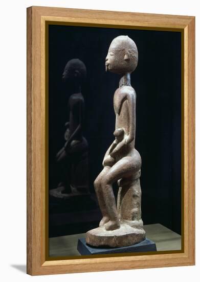 Wood Sculpture Depicting Mother and Child-null-Framed Premier Image Canvas