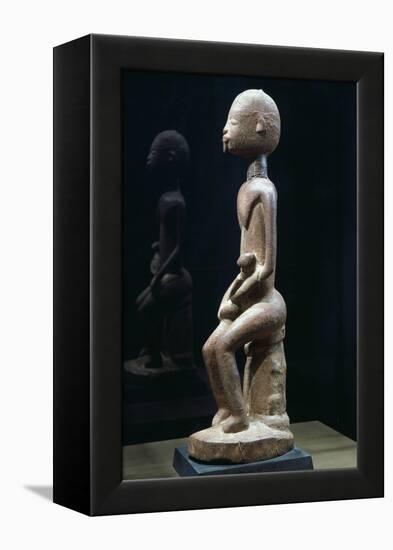 Wood Sculpture Depicting Mother and Child-null-Framed Premier Image Canvas