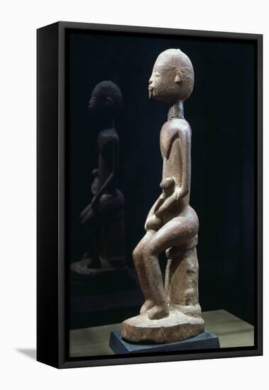 Wood Sculpture Depicting Mother and Child-null-Framed Premier Image Canvas