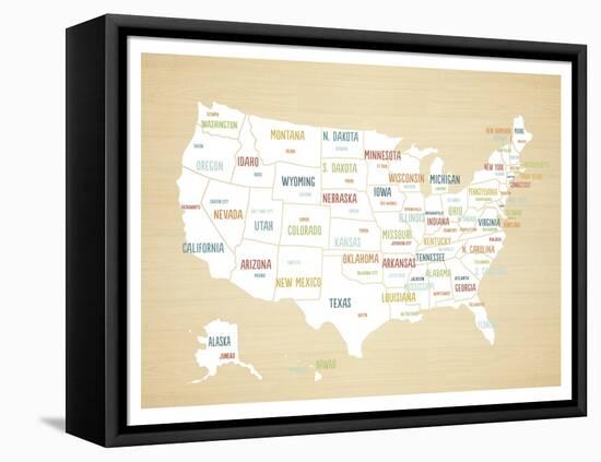 Wood USA Map-Kindred Sol Collective-Framed Stretched Canvas
