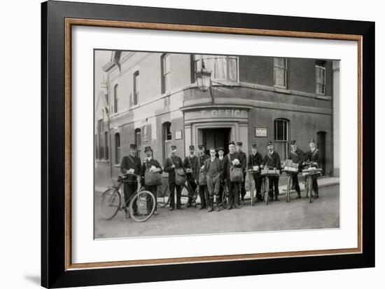 Woodbridge Post Office and Staff, Suffolk, 1912-English Photographer-Framed Photographic Print