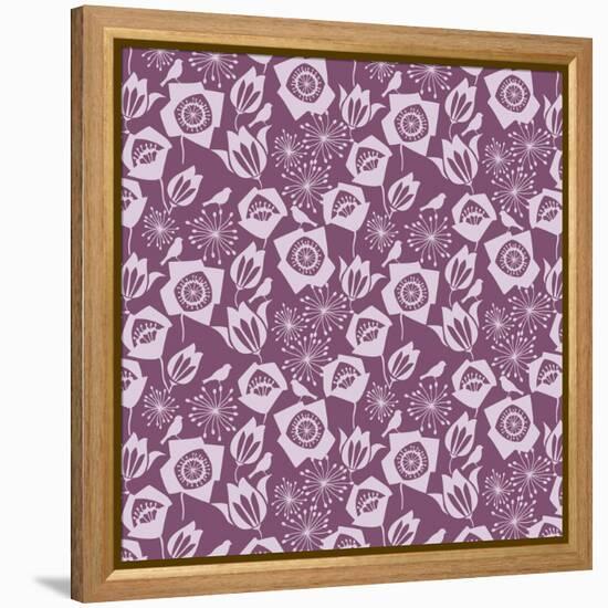 Woodcut Bird Floral-null-Framed Premier Image Canvas