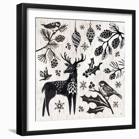 Woodcut Christmas III-Daphne Brissonnet-Framed Art Print