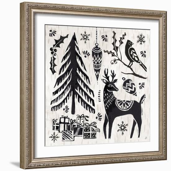 Woodcut Christmas V-Daphne Brissonnet-Framed Art Print