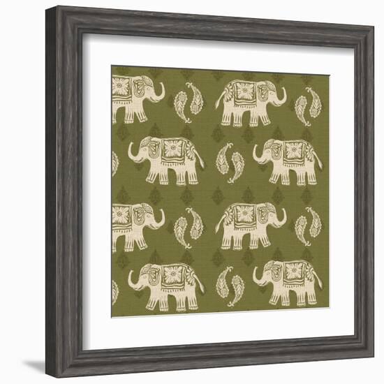 Woodcut Elephant Patterns-Daphne Brissonnet-Framed Art Print