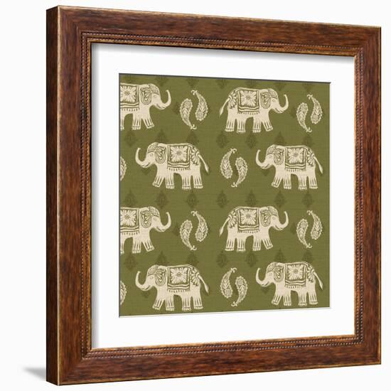 Woodcut Elephant Patterns-Daphne Brissonnet-Framed Art Print