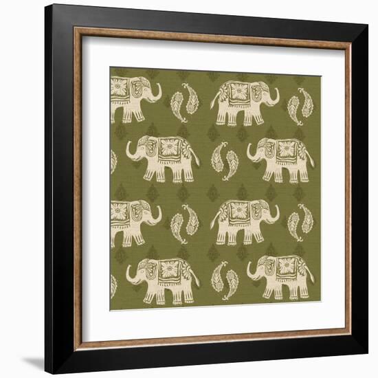 Woodcut Elephant Patterns-Daphne Brissonnet-Framed Art Print