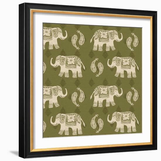 Woodcut Elephant Patterns-Daphne Brissonnet-Framed Art Print