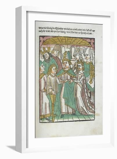 Woodcut Illustration of Marriage Ceremony from Medieval Book-null-Framed Giclee Print