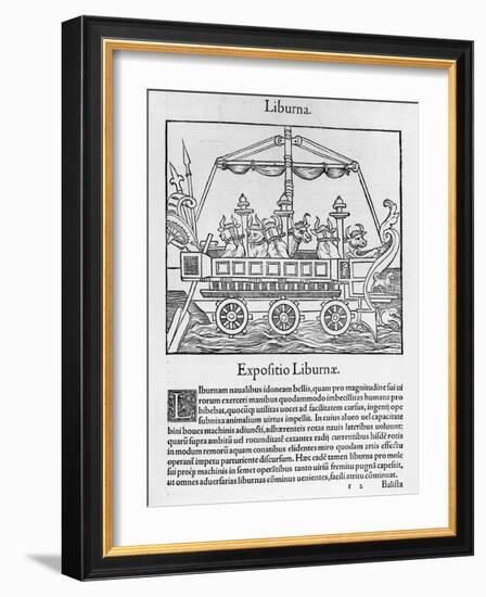 Woodcut of a Fast Warship by Oxen-Christoffel Schwytzer-Framed Giclee Print