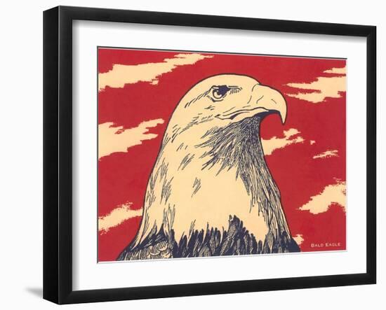 Woodcut of Bald Eagle-null-Framed Art Print