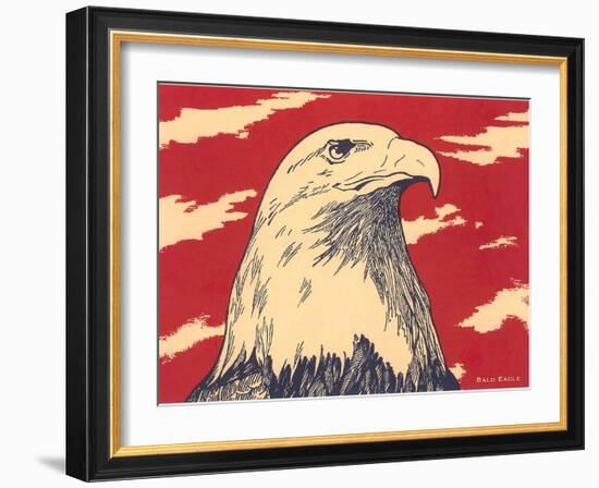 Woodcut of Bald Eagle-null-Framed Art Print