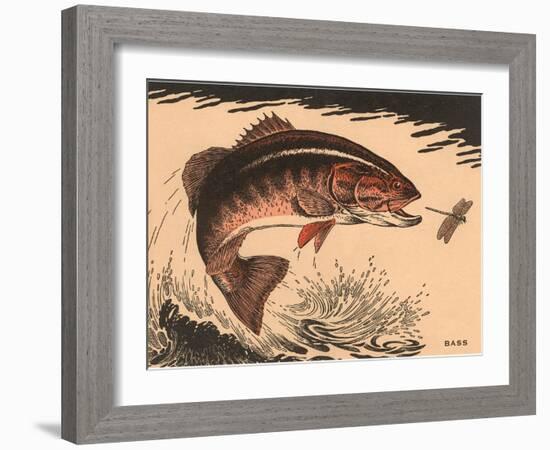 Woodcut of Bass-null-Framed Art Print