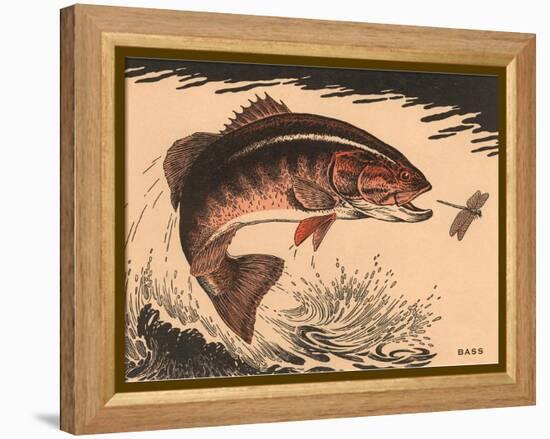 Woodcut of Bass-null-Framed Stretched Canvas