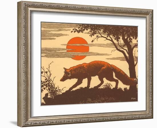 Woodcut of Fox-null-Framed Art Print