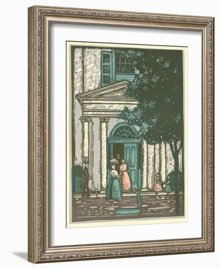 Woodcut of Meeting Hall-null-Framed Giclee Print