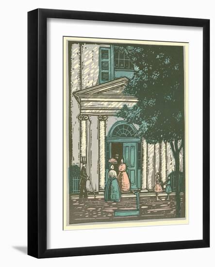 Woodcut of Meeting Hall-null-Framed Giclee Print