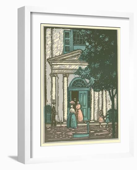 Woodcut of Meeting Hall-null-Framed Giclee Print