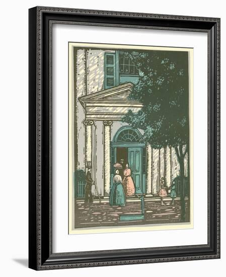 Woodcut of Meeting Hall-null-Framed Giclee Print