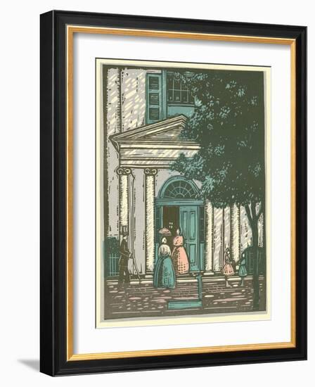 Woodcut of Meeting Hall-null-Framed Giclee Print