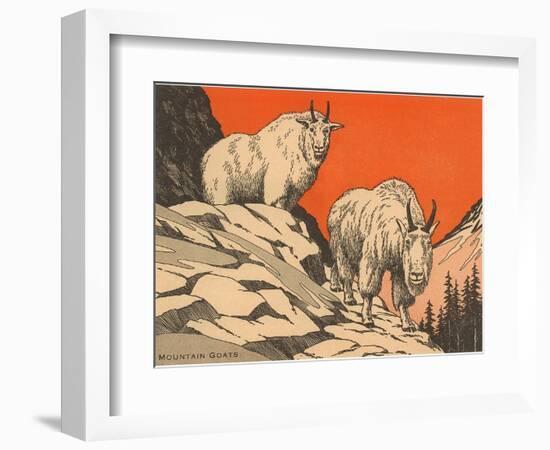 Woodcut of Mountain Goats--Framed Art Print