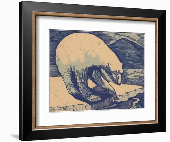 Woodcut of Polar Bear-null-Framed Art Print