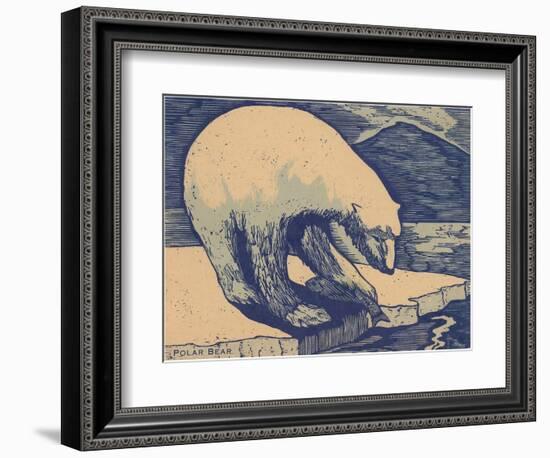 Woodcut of Polar Bear-null-Framed Art Print