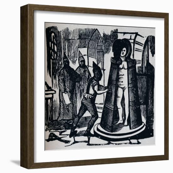 'Woodcut showing Geuder's 'Iron Maiden' in a torture chamber Setting', c1870-Unknown-Framed Giclee Print