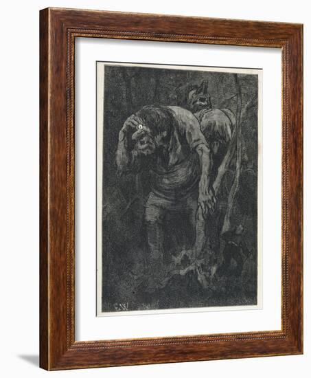 Woodcutter Keeps Prudently out of the Way of Some Very Large Trolls-Erik Werenskjold-Framed Photographic Print